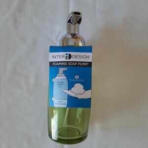 Inter Design Green Glass and Chrome Foaming Soap Pump 12 oz
